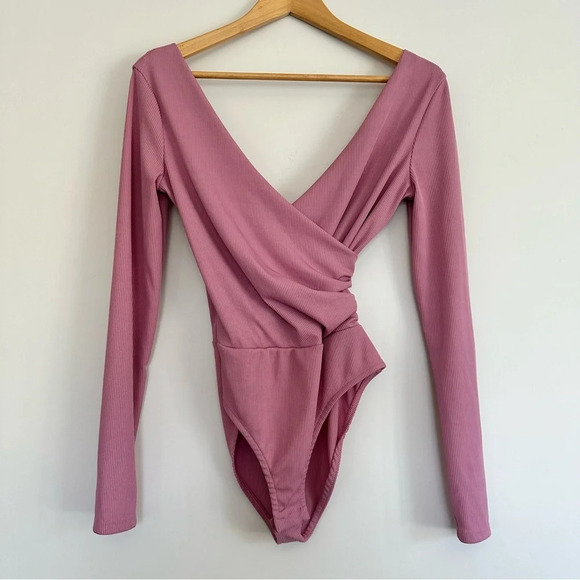 Topshop Tops - TOPSHOP Pink crossover Bodysuit Size: 6